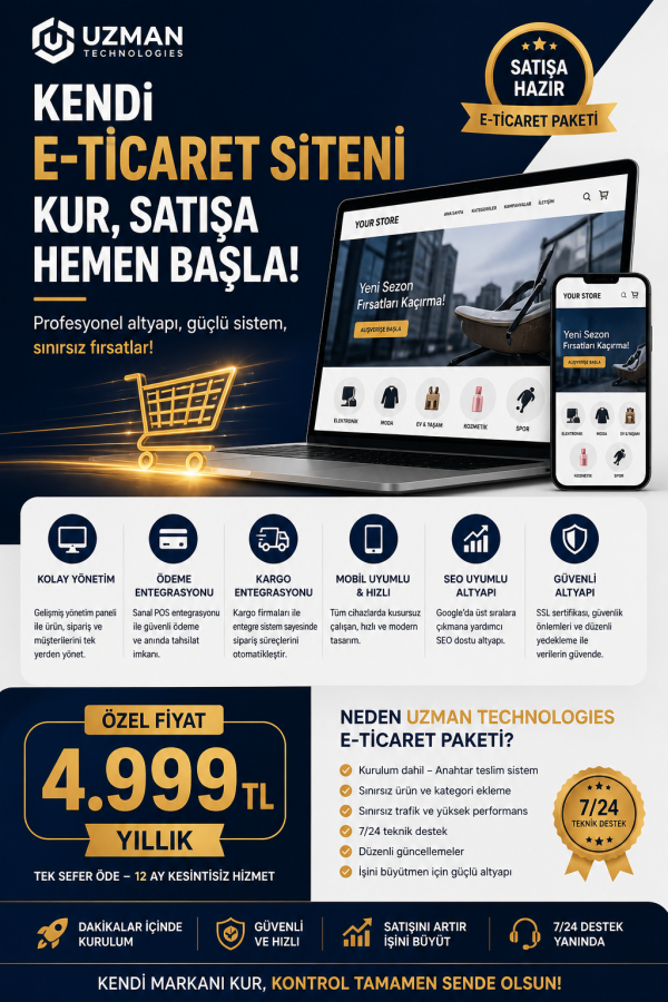 Kendi E-Ticaret Siteni Kur, Satışa Hemen Başla